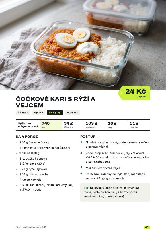 Recept Čočkové kari s rýží a vejcem